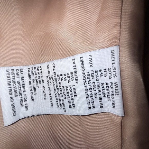 Kate Spade Faux Fur Sherpa Point Collar Long Sleeve Single Breasted Wool Coat XL - Picture 6 of 9